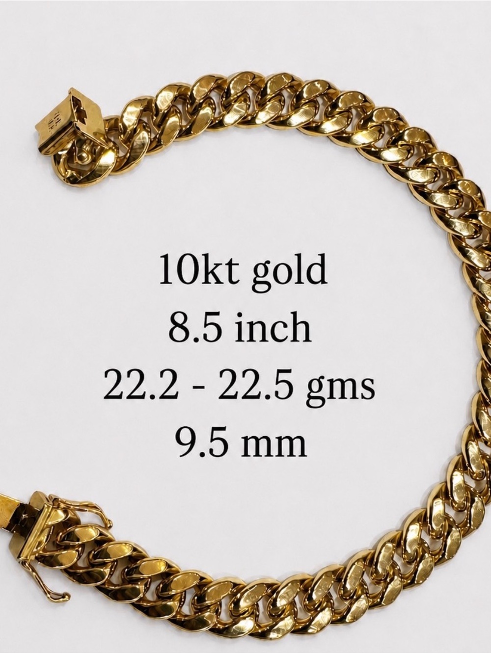 10kt Gold 9.5mm Cuban Link Bracelet - 8.5"